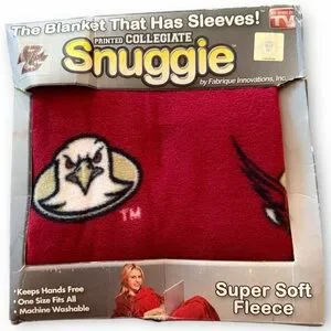 NIB Collegiate Snuggie Super Soft Fleece Blanket with Sleeves – One Size